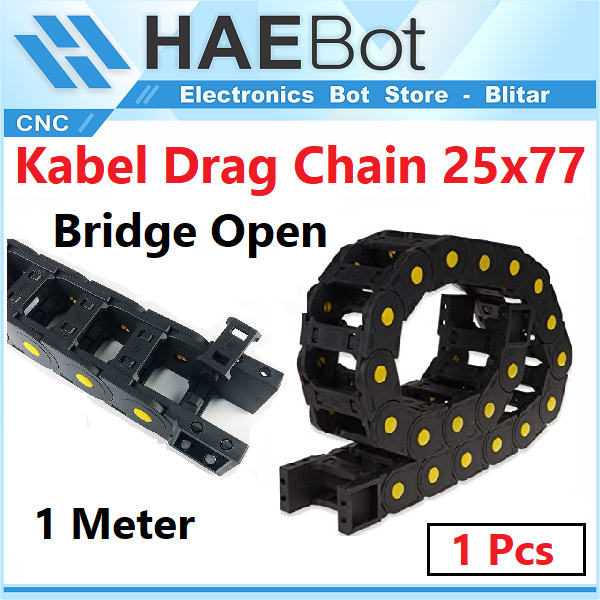 [HAEBOT] Kabel Cable Drag Chain Dragchain Wire Carrier 25x77 mm Bridge Open Type CNC Plastic Industri Mekanik Towline Mesin Pembawa Rantai Kabel 25 x 77