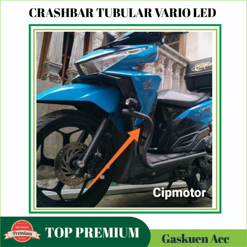 Crashbar Tubular Vario 125 150 160 2013 - 2023 Pelindung Body Motor + Dudukan Lampu Vario