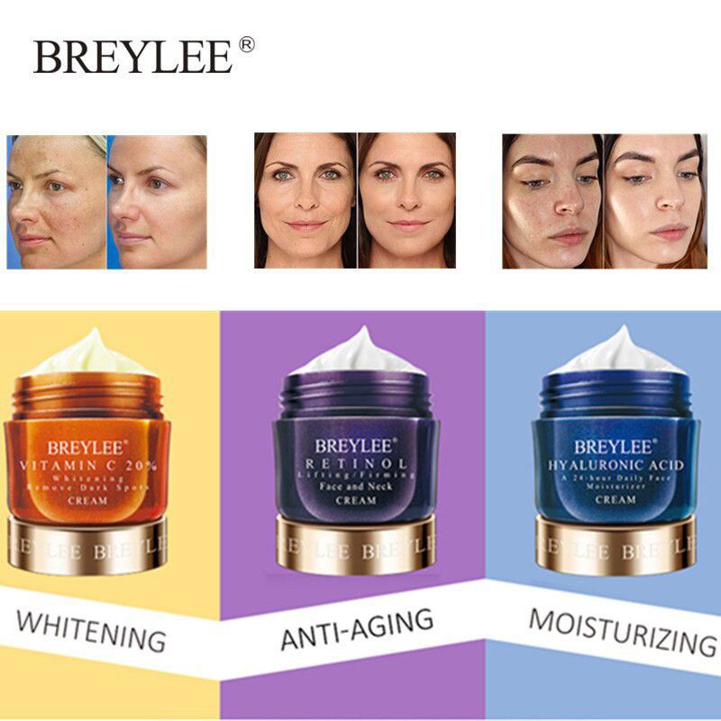 BREYLEE Face Cream Muka Vitamin C Hyaluronic Acid Moisturizing Retinol Anti Wrinkle Cream 40g