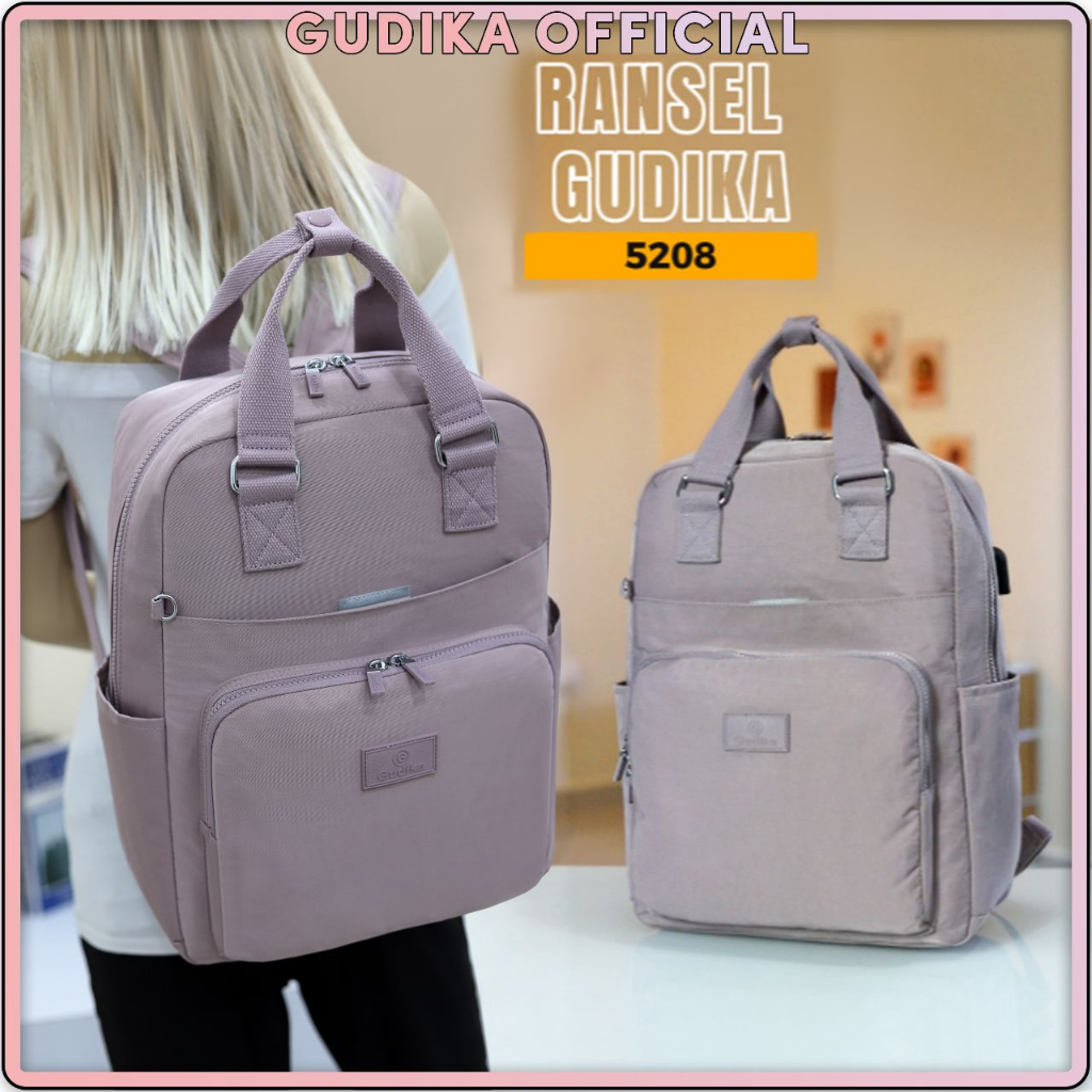 GUDIKA 5208 | Backpack Waterproof Wanita Tas Ransel Laptop Anti Air Import Original | Ransel Cewek | Ransel Perempuan | Tas Wanita