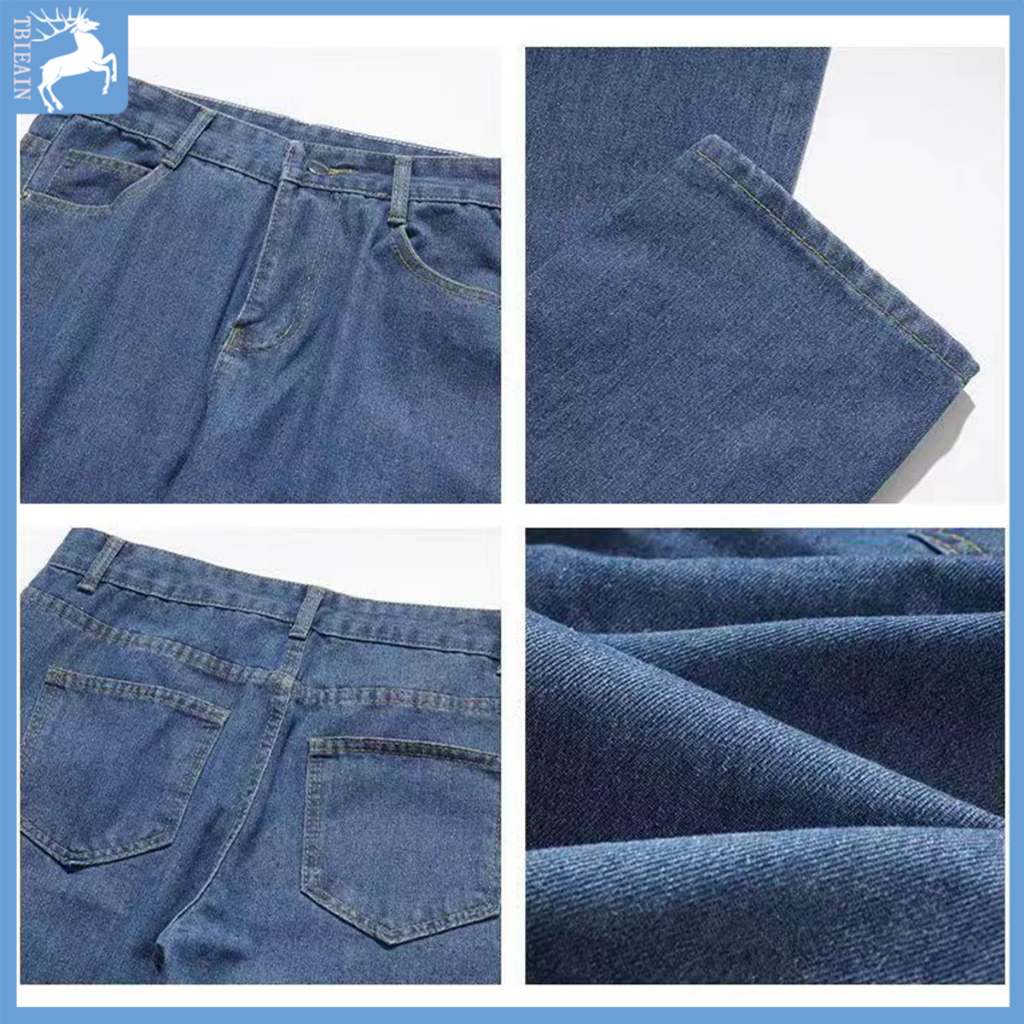 Jeans panjang pria Celana jeans pria biru Korean pria loose pants jeans