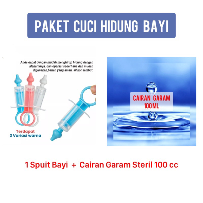 Paket Pencuci Hidung, 2 Spuit + Larutan Garam steril 100cc