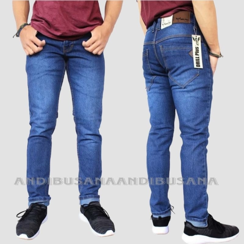 Plain hitam pekat long pants jeans celana panjang stretch ngaret karet bagus mantap melar murah gaya