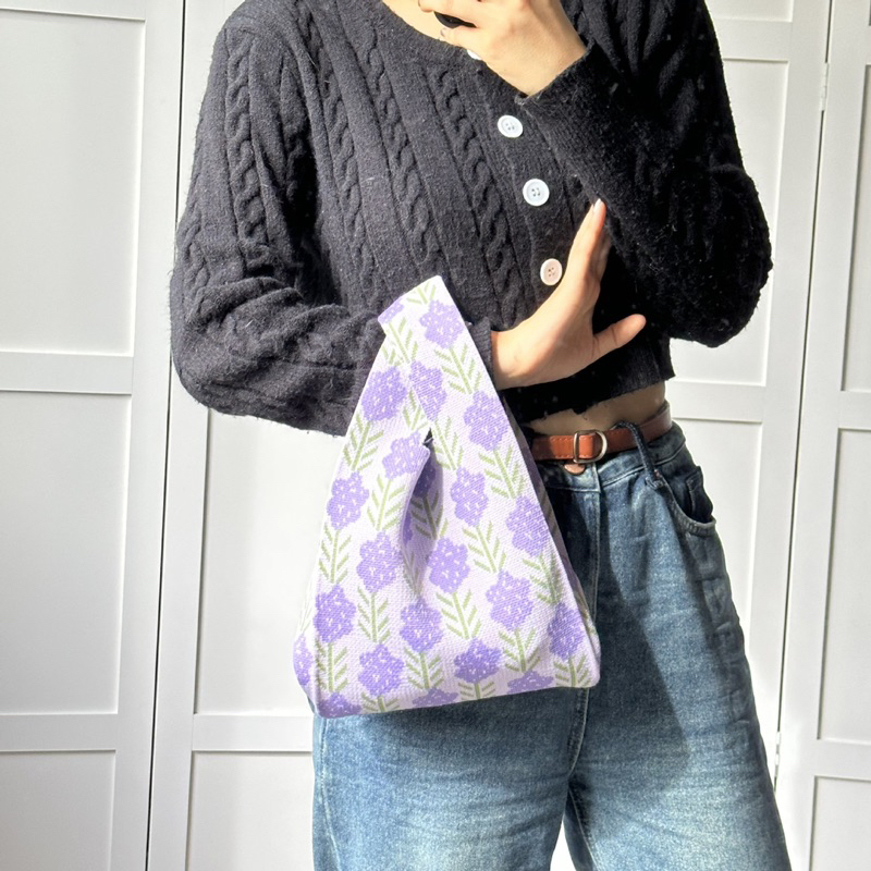 TAS WANITA TOTEBAG MOTIF LAVENDER / TAS MURAH IMPORT KOREA MOTIF TERBARU  LUCU TAS BUFFOLLOW KEKINIAN OOTD CANTIK