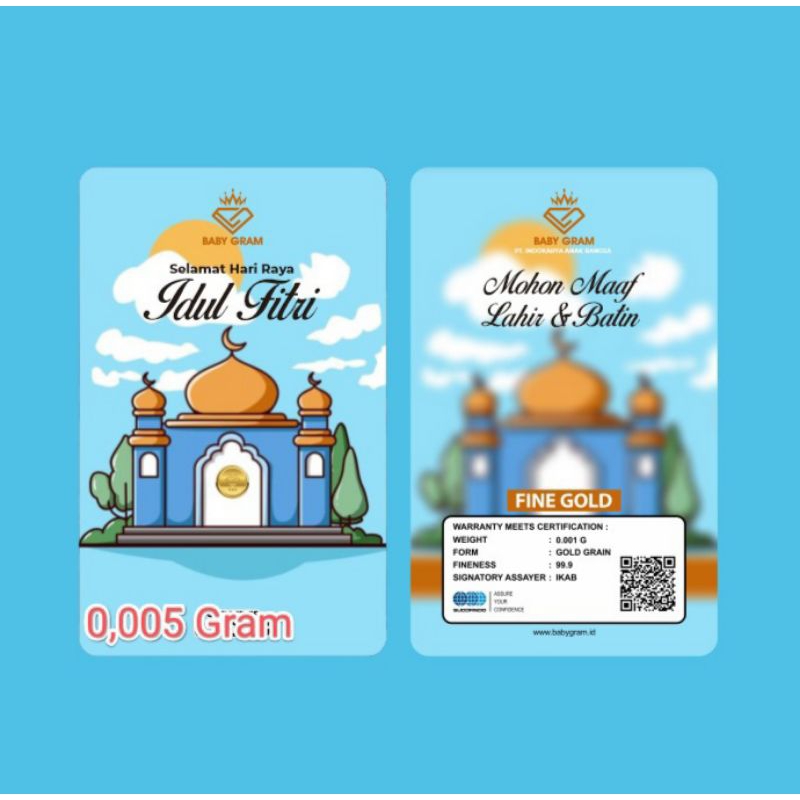 Baby Gold Baby Gram IDUL FITRI 0.005 0,005 Gram Emas Mini Gold Logam Mulia 24 Karat