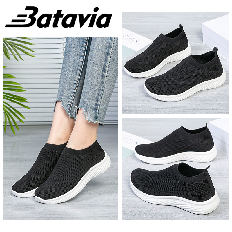 Batavia Imported flying weaving recent original jogging women's shoes women's black school shoes lightweight sepatu keren N6