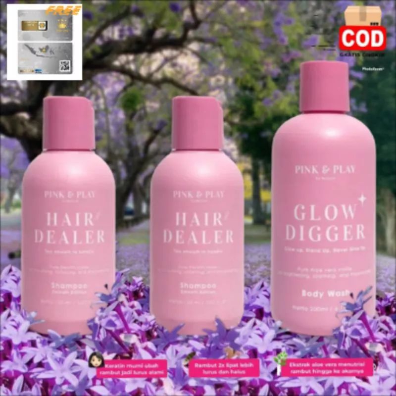 Paket Lengkap Pink And Play Hair Dealer Shampo Perawatan Rambut Lurus Dan Lembut