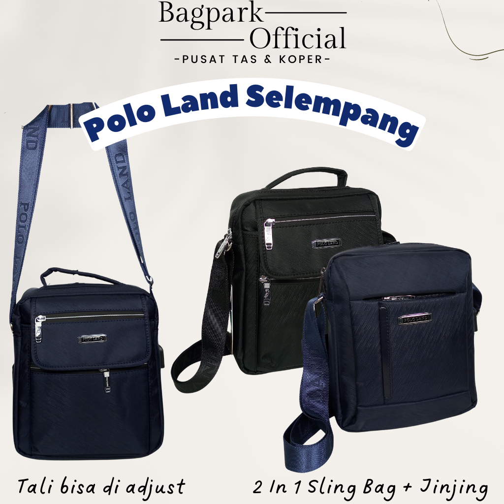 Tas Selempang Pria Polo Land Motif Polos Sling bag Tas Kerja Tas Selempang Kerja Pria Tas Selempang Polo Cowok Import Port USB