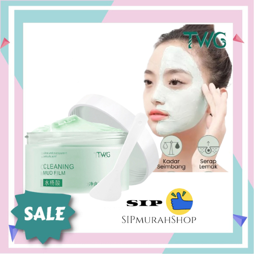 TWG-Mugwort Salicylic Acid Cleansing Mud Mask Blackhead Removal Pembersihan Perawatan Wajah Masker yang Dapat Disebar