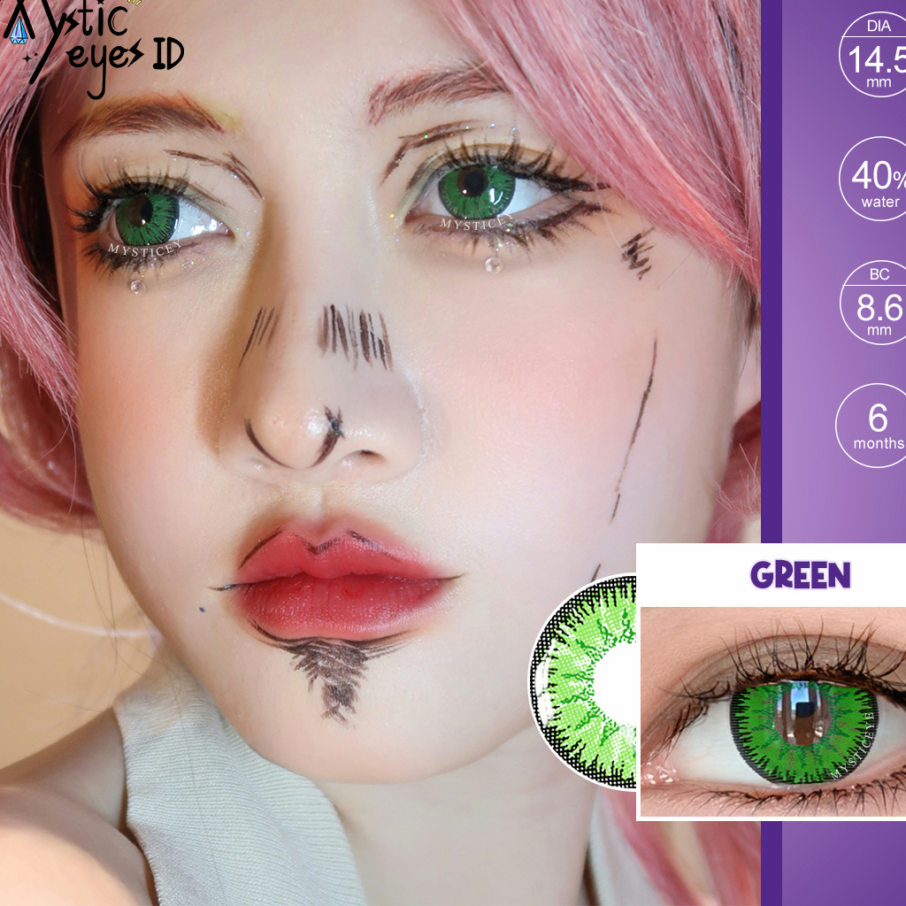 [✅COD] MYSTICEYES SOFTLENS COSPLAY Vika Tricolor LENSA KONTAK EVA ANIME RED BLUE BROWN LENS 14.5MM (NORMAL)