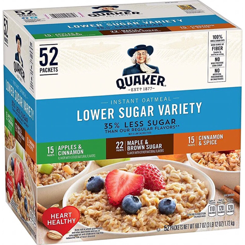 Quaker Oatmeal Lower Sugar Sachet
