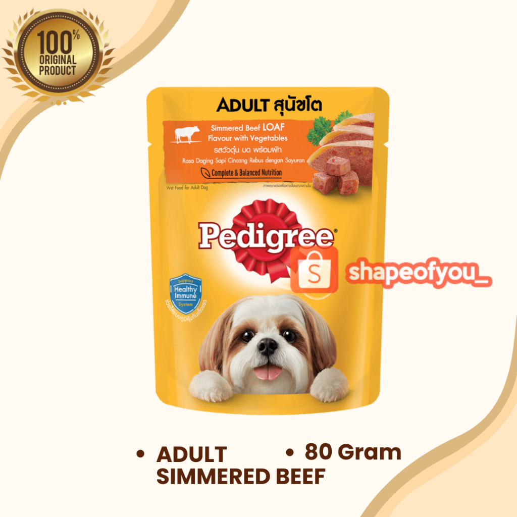 Pedigree Pouch 80gr Adult Dog Wet Food Makanan Basah Anjing Mini Pedigre Puppy 130gr