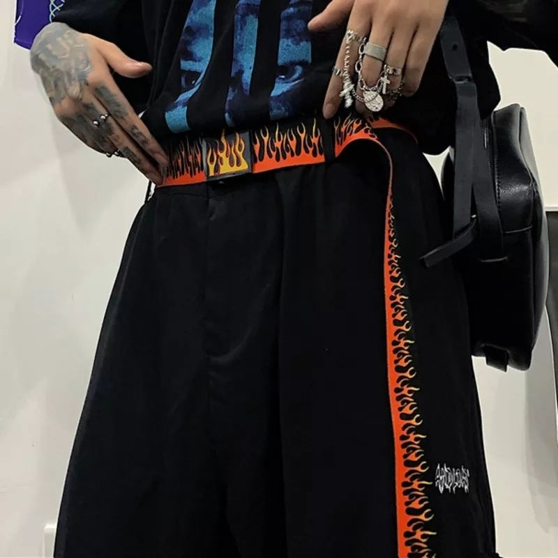 Ikat pinggang belt fire import/ sabuk fire api ootd unisex/ ikat pinggang full print