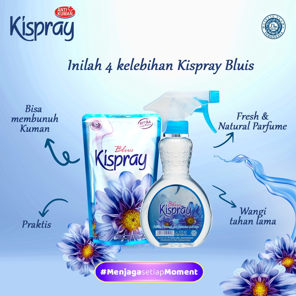 Kispray Bluis Pewangi  &amp; Pelembut Pakaian Refill 280mL