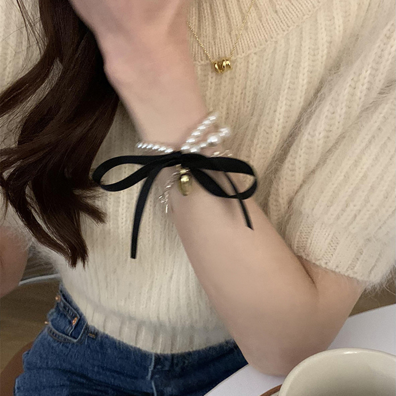 HAIR RING BRACELET NICHE LUXURY PEARL BOW GELANG IKAT KARET RAMBUT KOREA WANITA KUNCIRAN HAIRTIE PITA RIBBON MUTIARA ELEGAN