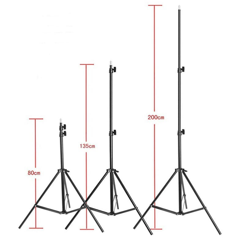 Portable Light Stand Tripod 3 Section 200cm for Studio Lightning Black