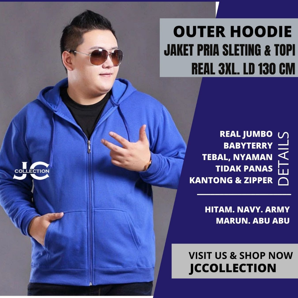 Jaket Resleting Pria Big Size Jumbo Julius 3XL -JCCollections