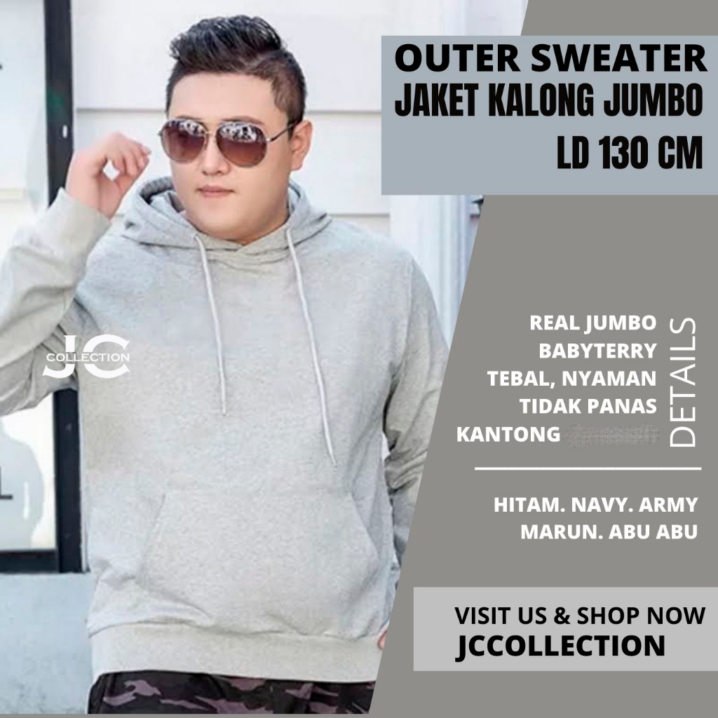 Sweater Polos Pria Jumbo 3XL Hoodie / Jaket Pria BIG SIZE with Pocket - Jeffry  - JCCollections