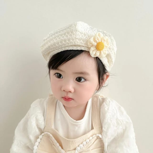 Topi Baret Anak Balita Perempuan Fashion Korea Motif Bunga Kupluk Beret Cewek Terbaru T22