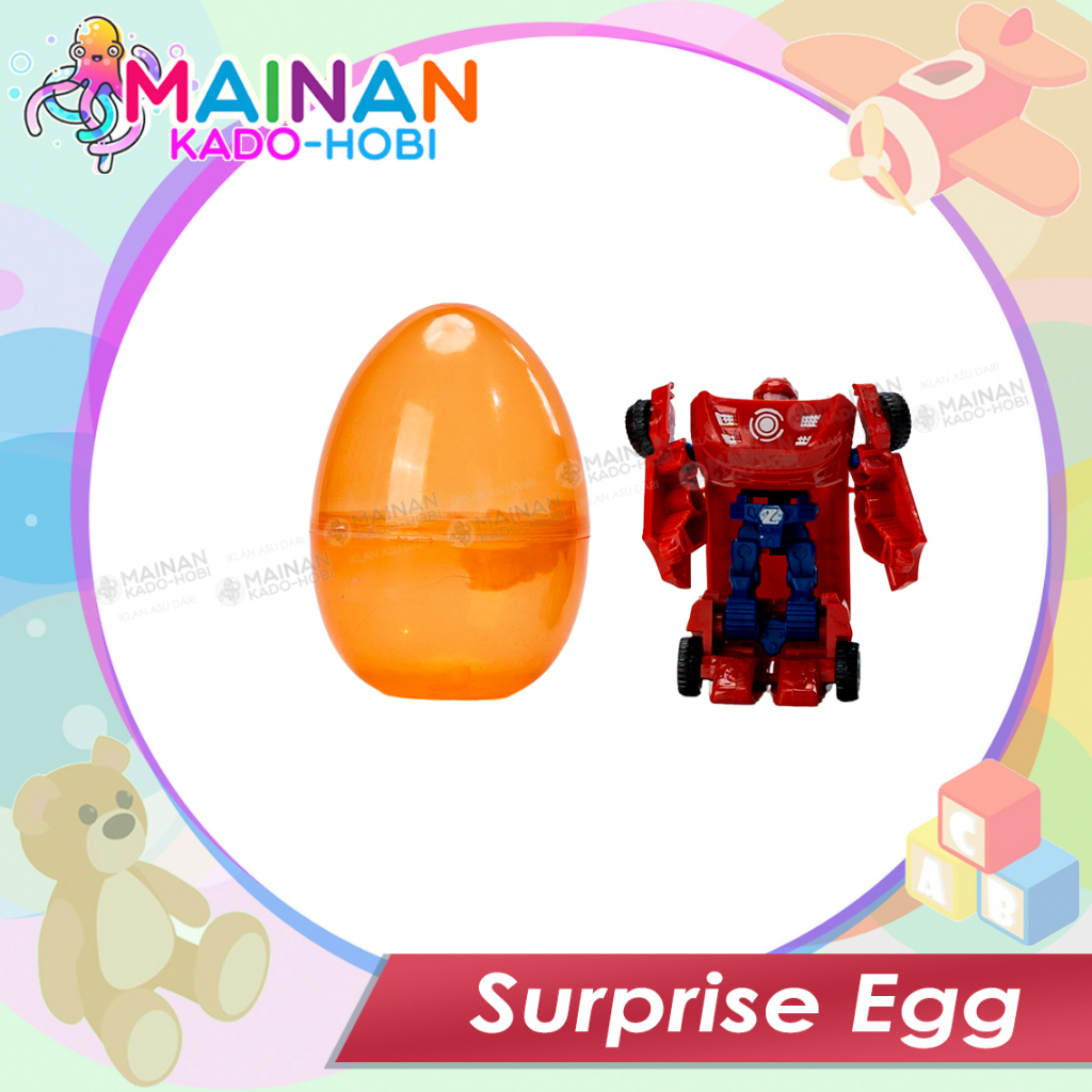 MAINAN SENSORIK ANAK SURPRISE EGG TELUR KARAKTER DEFORMED MOBIL ROBOT