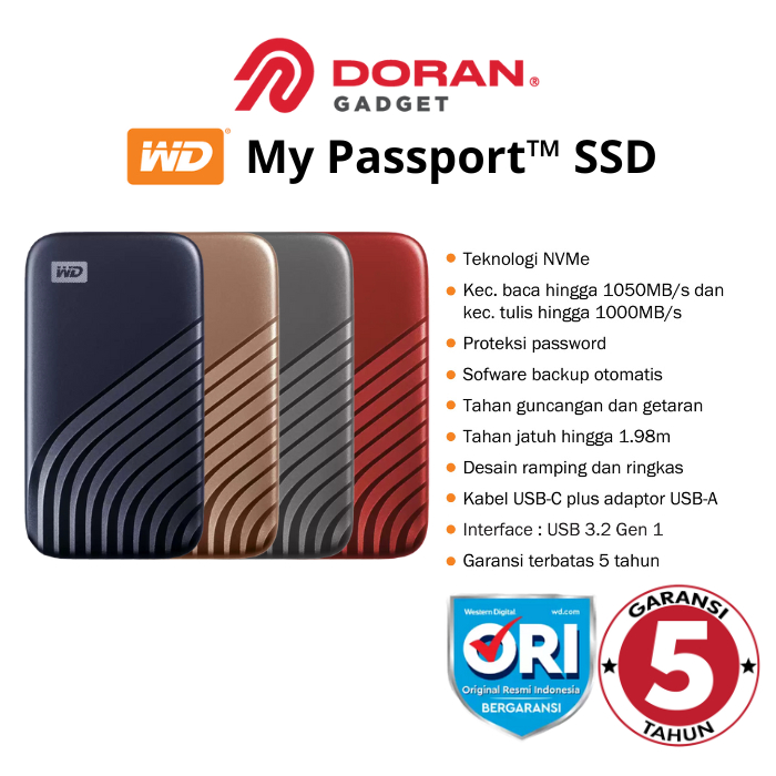 WD SSD My Passport External Eksternal Portable Portabel 500GB 1TB 2TB | 500 GB 1 2 TB Tera - Garansi