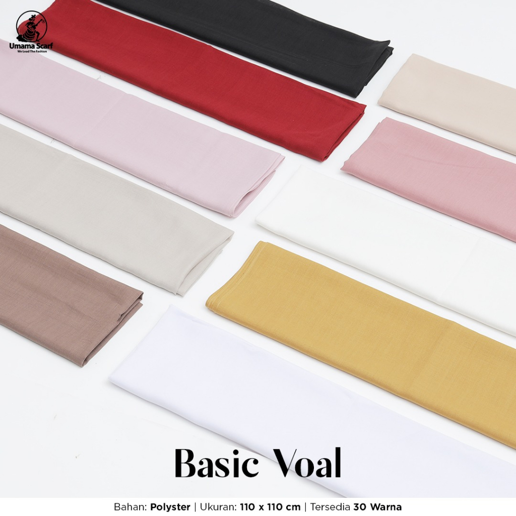 Umama Hijab Segi Empat Polos Basic Voal Jahit Tepi