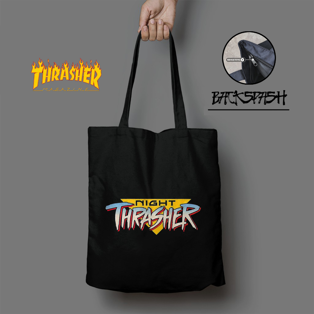 Tas Totebag Thrasher Skate Street Wear Pria Wanita