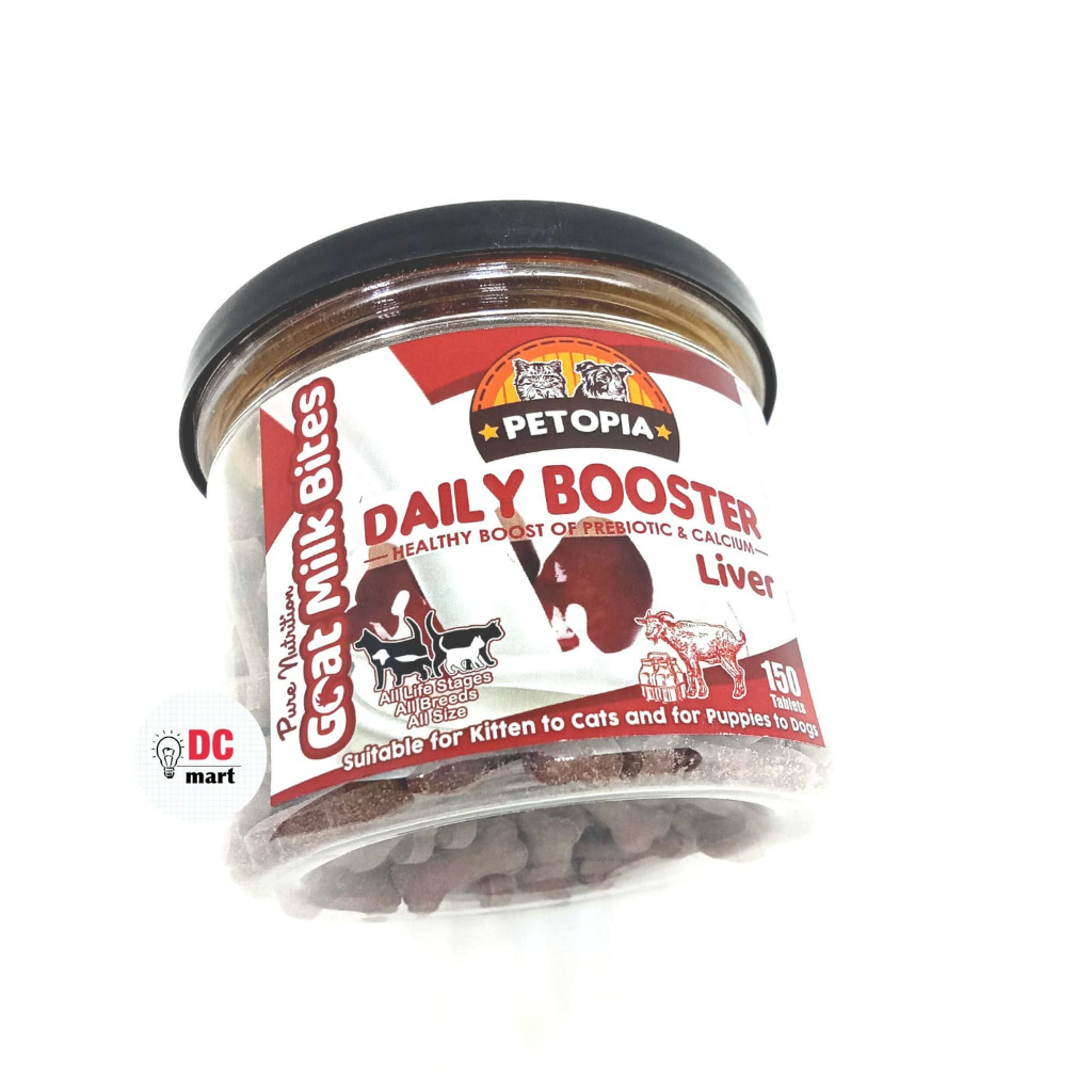 Petopia DAILY BOOSTER Goat Milk Bites Suplemen Kalsium Hewan Anjing Kucing 150 Tablet