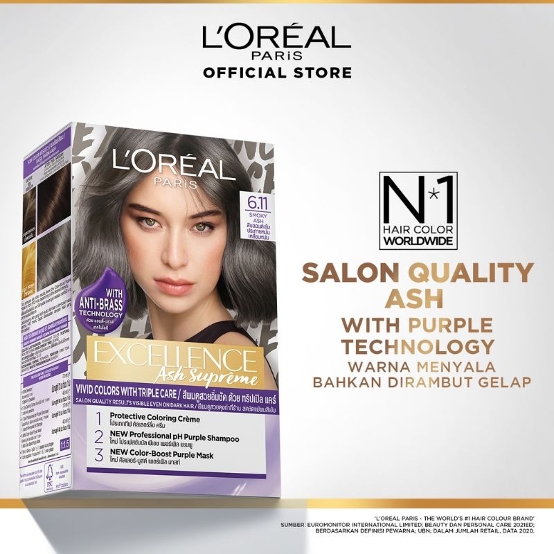 [BPOM] LOREAL Excellence Fashion Ash Supreme Hair Color | EXP 2026 | 6.11 Smoky Ash / 9.11 Silver As