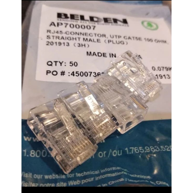 (Per-satuan/per-piece) Konektor RJ45 Belden Utp cat5e per satuan