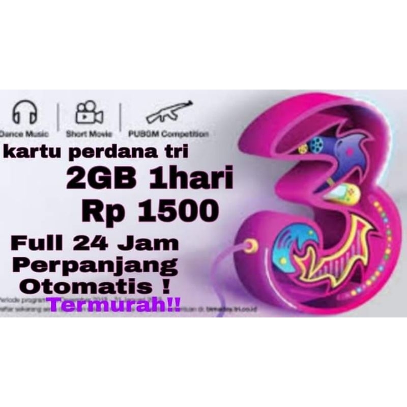 Kartu Tri Legend 1500/2GB Sehari