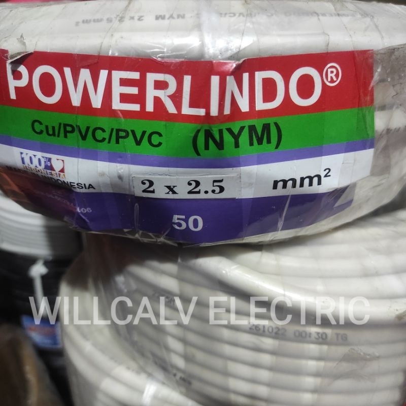 Kabel POWERLINDO NYM 2X2,5 mm  full tembaga panjang 50