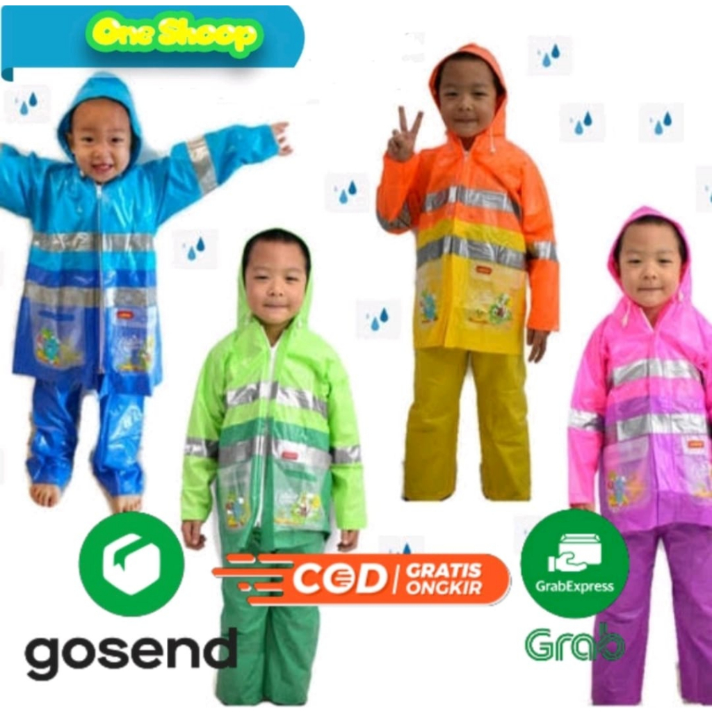 Jas Hujan Anak PAUD - TK ELMONDO usia 4-6 Tahun New Mini Kids 306