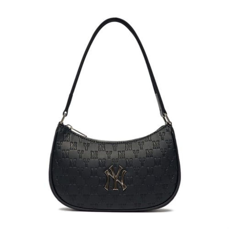 MLB NY Yankeas Monogram Embos Hobo Bag Black 100% Original