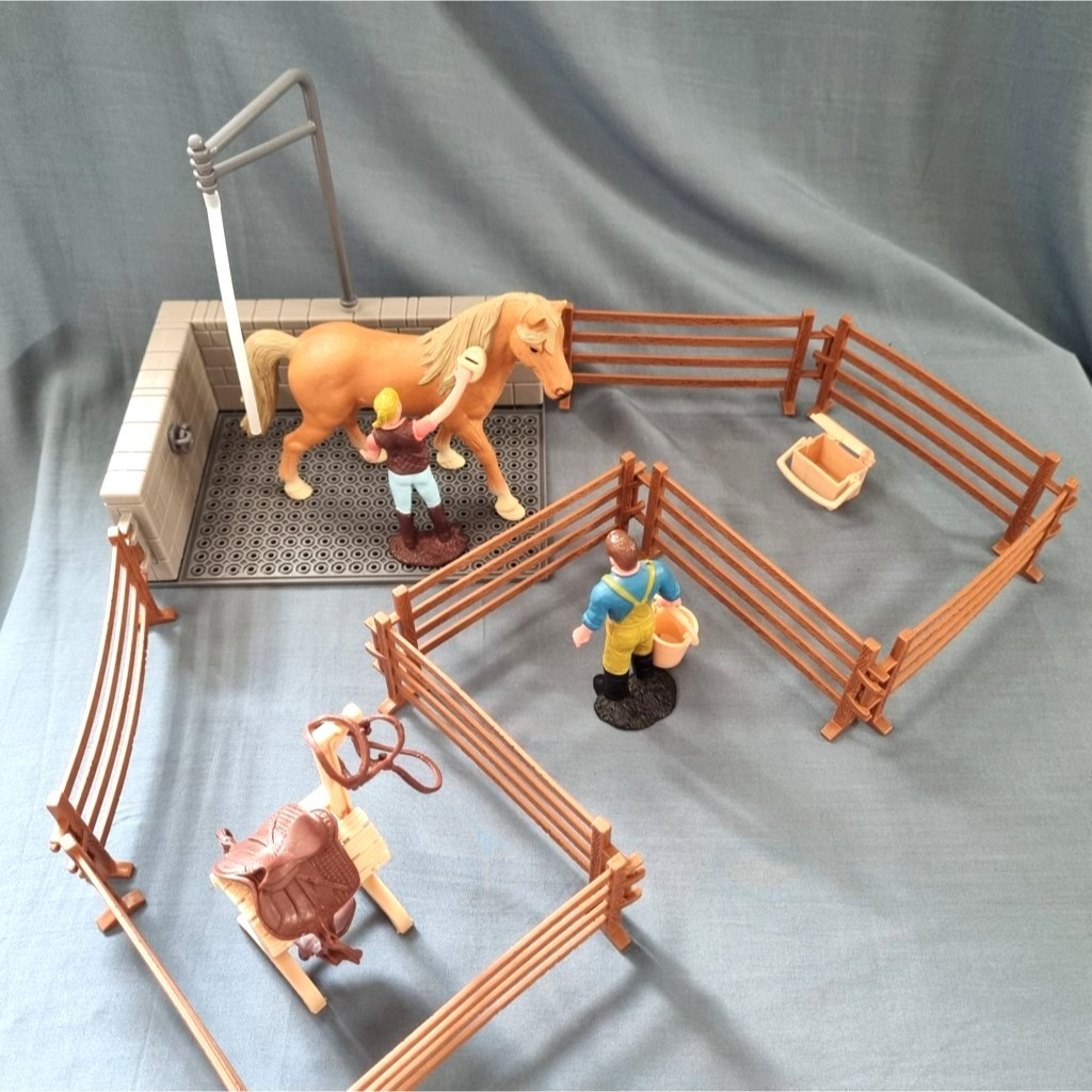 Miniatur kandang mandi kuda pagar seri 653A PVC mainan diorama toys photography
