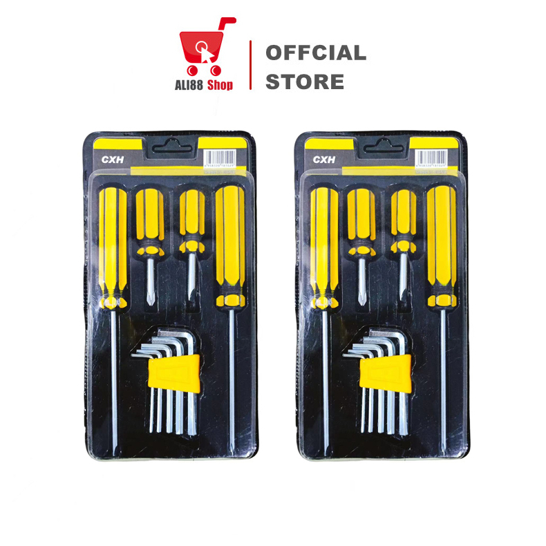 ALI88 Set Paket Obeng Kunci L Tools 9Pcs Hexagonal Pliers Screwdriver