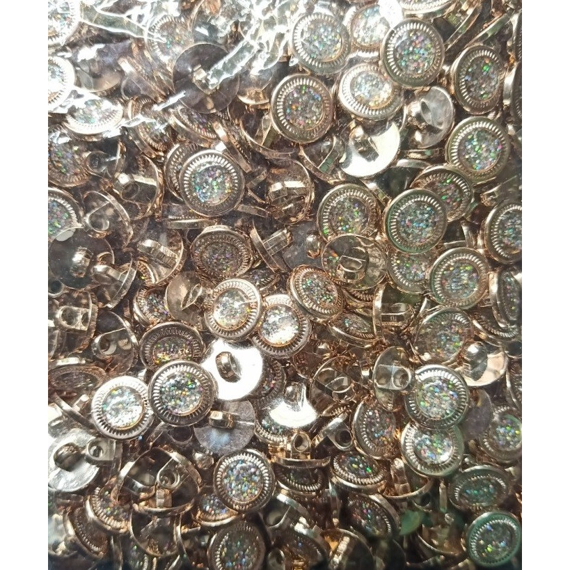 Isi100 pcs Diameter 11 mm dan 13 mm - Kancing Baju Mutiara gliter