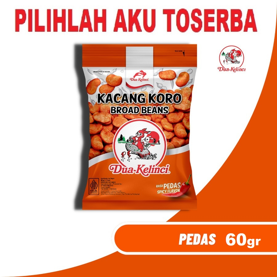 DUA KELINCI KACANG KORO PEDAS - ( HARGA 1 DUS ISI 40 BUNGKUS )