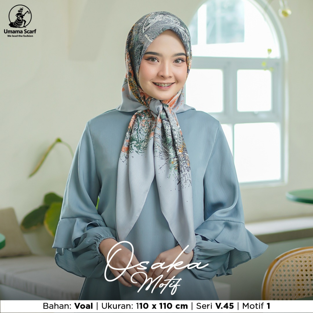 UMAMA HIjab Segi Empat Motif OSAKA MOTIF Jahit Tepi Jilbab Murah