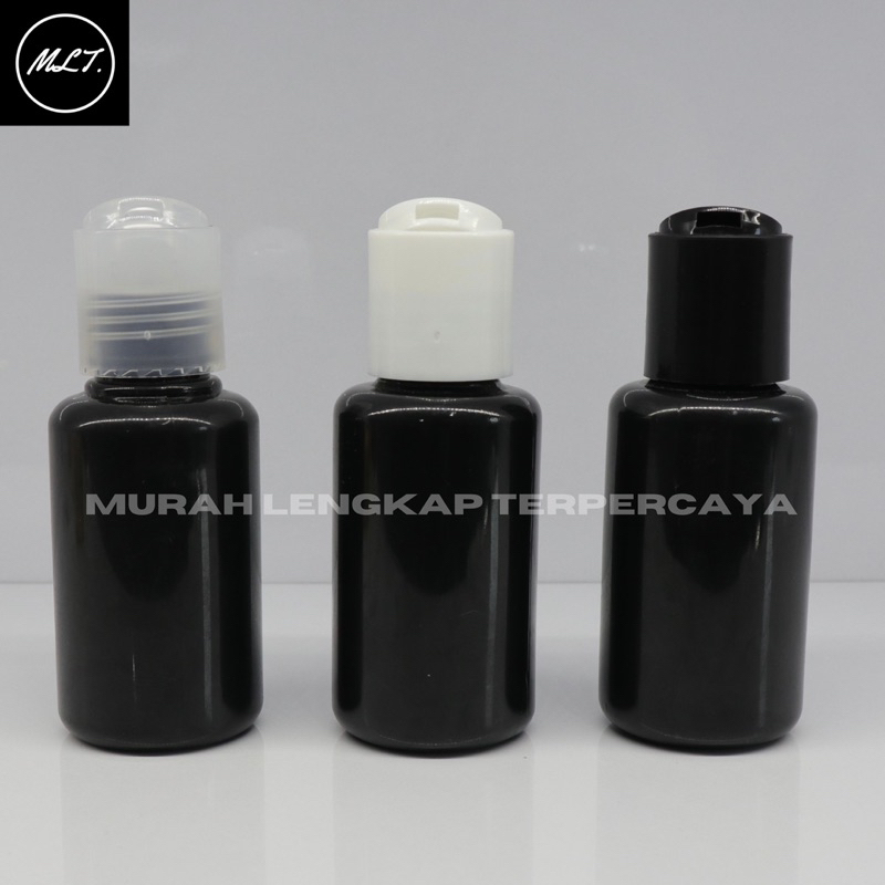 BOTOL TUBULAR HITAM PRESSTOP DISC TOP PET 60ML/70ML HITAM PUTIH NATURAL 60 ML PLASTIK TUTUP