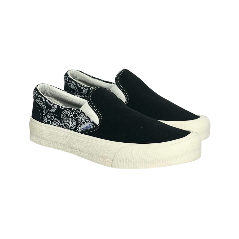 Sepatu Sidsneaks - Slip on Exelas Paisley Black White