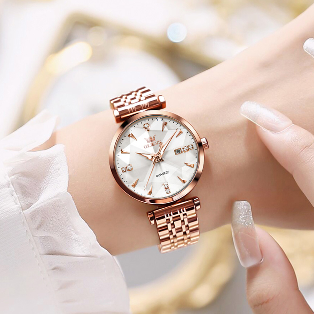 OLEVS Jam Tangan Wanita Anti Air Kecil Original Cewek Rantai Terbaru 2023 Korea Stainless Steel Watch Women Cod 5536