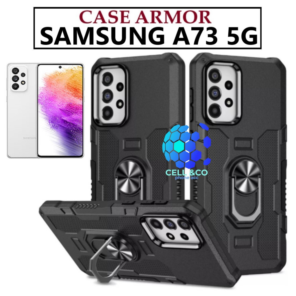 Case Armor SAMSUNG GALAXY A73 5G Iring Cincin Magnetic Kesing Hp Protect kamera Premium Hard Case Standing Robot Pelindung Kamera