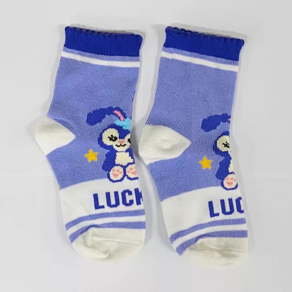 Kaos Kaki Anak Perempuan Sekolah TK SD Motif Kelinci Ungu Fashion Socks Kids Cewek Terbaru 1FS