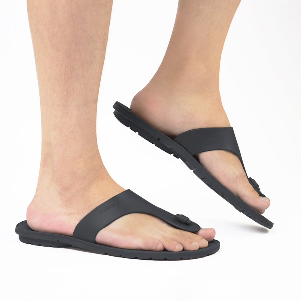 Camou Sendal Sandal Jepit Pria Bahan Full Karet Tebal Dan Ringan Anti Licin Original Theo - Hitam