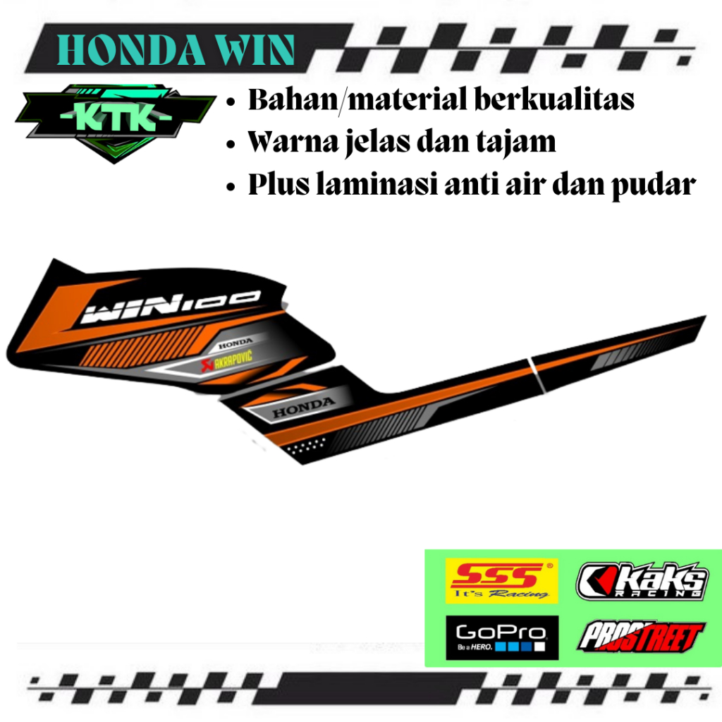 Stiker Decal Sticker Striping Motor HONDA WIN KODE M473 Semi Full Body Set Kanan Kiri Lis Variasi Cu
