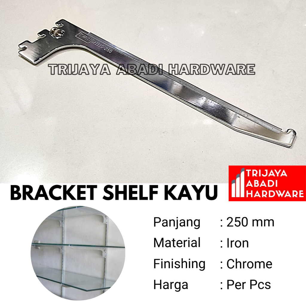 Braket Rak Kaca Siku Penyangga Rak Display Kaca Shelf Bracket