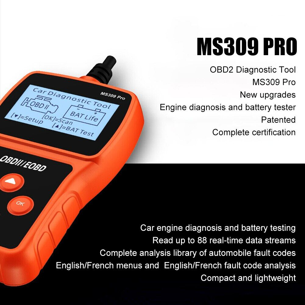 OBD2 Scanner Alat Diagnostik OBD Detektor Baterai Dengan Layar LCD Pembaca Kode Kerusakan Mesin Multi-bahasa Untuk Kendaraan Bermotor Mobil