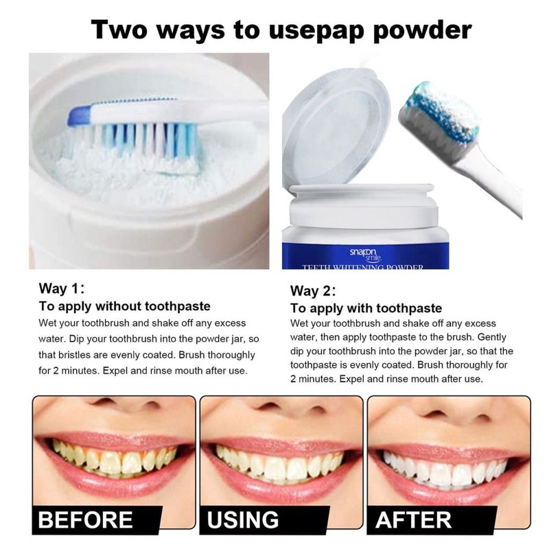 Snap On Smile Teeth Whitening Powder Pemutih Gigi Kuning Permanen Ori Permanen