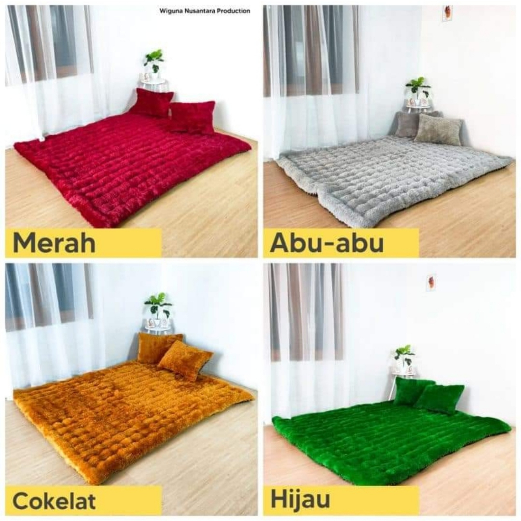 Kasur Lantai Bulu Rasfur Gender (Ukuran Sesuai) Premium Tebal 8 cm Bonus 2 Bantal Jumbo